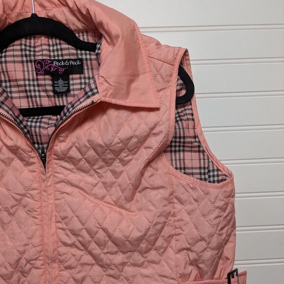 2 for $30 Peck & Peck Weekend Women's Size Large Pink Quilted Light Weight Vest - Picture 6 of 8